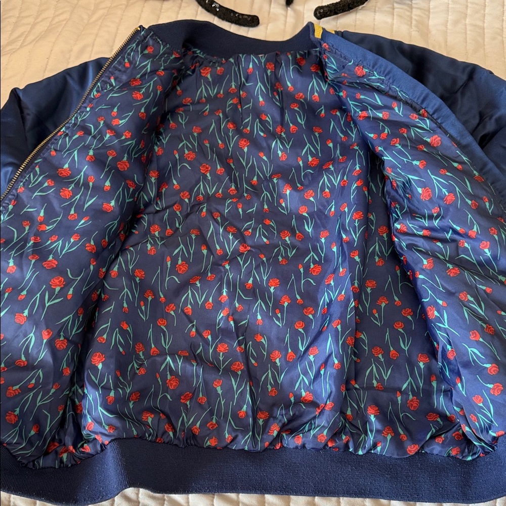 Disney Belle Blue and Gold Bomber Jacket small - Picture 4 of 13